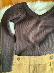 Corduroy Skirt &amp; Knit Top Set