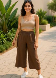 🌸 Chic Brown Wide-Leg Culottes 🌸
