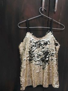 2-in-1sequin Magic Top -{Black & Gold Reversible}