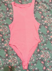 Pink Sleeveless Bodysuit Top