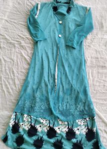 Teal Floral Print Maxi Dress