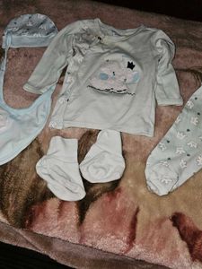Baby Clothing Set - Hat, Bib, Top, Pants