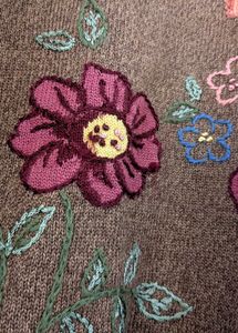 Floral Embroidered Brown Sweater