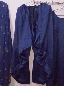 Navy Blue 3xl Pink Salwar Kameez Satin Heavy