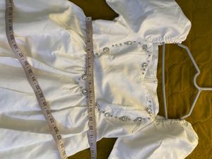 White Puff Sleeve Cute Mini Dress Size Xs
