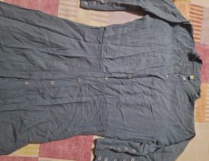 Stylish Plain Grey Kurta Cum Shrug