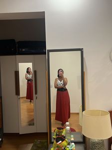 Long Skirt Red Stripes Size S, M , L, XL, XXL
