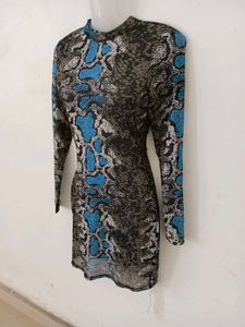 Snakeskin Print mesh Bodycon Dress