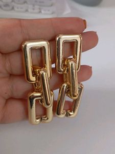Gold Color Chain Drop Earrings