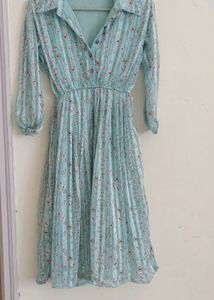 Vintage Floral Pleated Dress