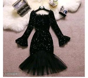 Sequin Mermaid Tail Off Shoulder black Dress