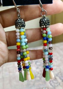 Colorful Beaded Tassel Earrings