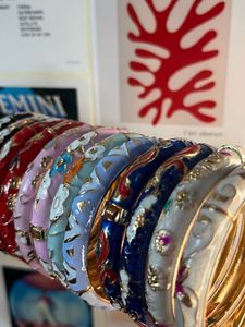 Floral Enamel Bangle Bracelet