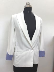 White Blazer with Blue Cuffs