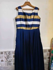 Elegant Blue &amp; Gold Ethnic Gown Large/ XL Size