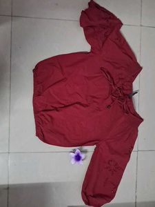maroon embroidered top 🍒