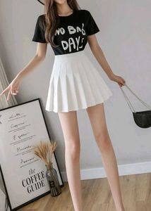 White korean mini skirt