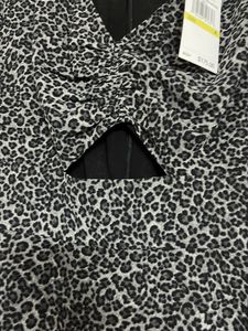 MK Leopard Georgette Cutout Mini Dress