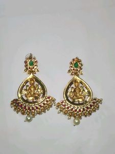 Gold-Tone Lakshmi Earrings