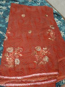 Elegant Orange Fancy Saree