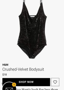 H & M Crushed velvet black bodysuit