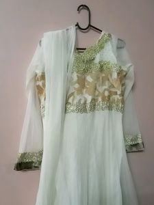 White Creamy Gown With Dupatta....