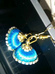 Teal Jhumka Earrings