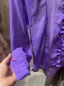 Sheer Purple Button-Down Top