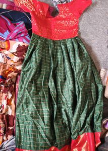 Green &amp; Red Ethnic Dress