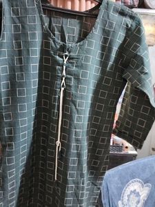 Greyish Green Checkered Kurta