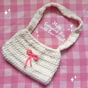Crochet Fluffy Bow Shoulder Bag 💗✨