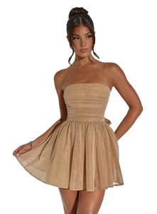 Strapless Sparkly Gold Mini Dress