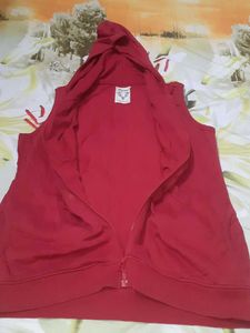 Red Sleeveless Hoodie