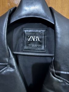 ZARA Black Faux Leather Biker Jacket M(40)