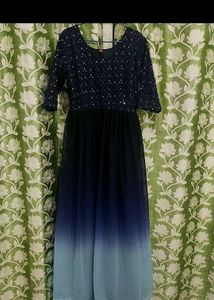 Elegant Blue Ombre Maxi Dress