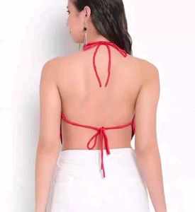 Red Halter Backless Top