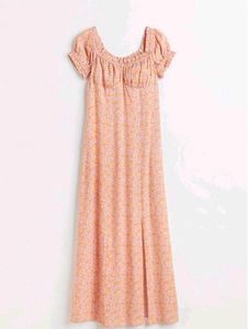H&amp;M Slit Orange Floral Dress