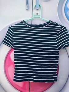 black striped crop top