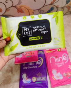 Nine Sanitary Pads &amp; Wipes