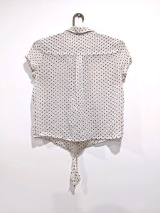 White Polka Dot Crop Shirt