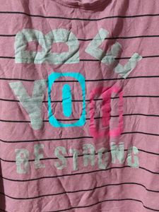 Pink Striped Graphic T-shirt