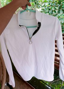 Women&#39;s White High Neck Top