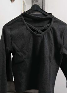 Stylish Gray Long Sleeve Top