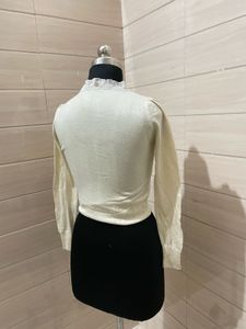 Korean Elegant White Ruffle Top