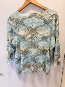 Vintage Print V-Neck Top