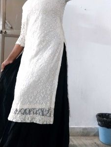 Lace White Kurta