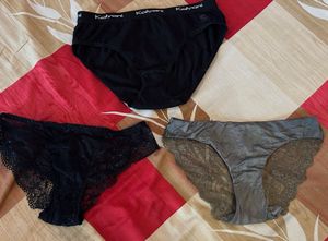 Panties - Lace & Solid, Size M, Set of 3