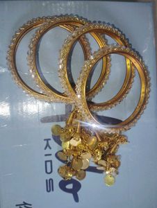 Sparkling Gold &amp; Crystal Indian Bangles