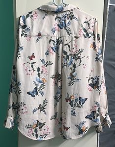 Floral Butterfly Button-Down Shirt