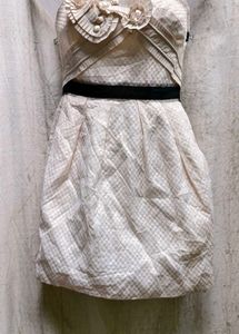 3638. Cream Strapless Mini Dress